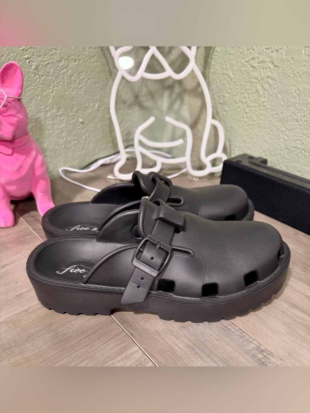 Free People Black Slip-On Clog Shoes 9
